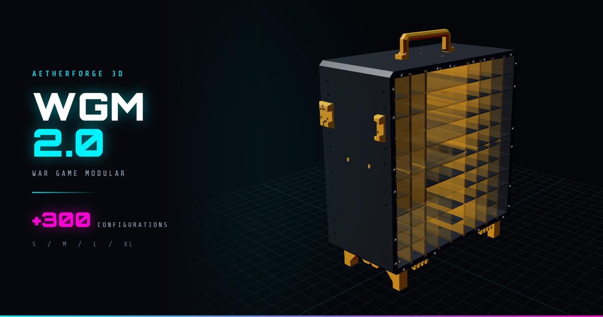 Maletín modular WGM 2.0, abierto, con su rejilla de bandejas regulables.